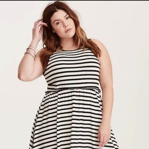 Torrid Black & White Striped Skater Dress